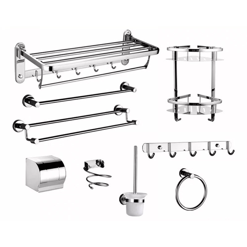 Modern Stainless Steel Bathroom Hardware Towel Bar Bathroom Set 9-Piece Set (Toilet Paper Holder) Clearhalo 'Bathroom Hardware Sets' 'Bathroom Hardware' 'Bathroom Remodel & Bathroom Fixtures' 'bathroom_hardware_sets' 'Home Improvement' 'home_improvement' 'home_improvement_bathroom_hardware_sets' 6718415