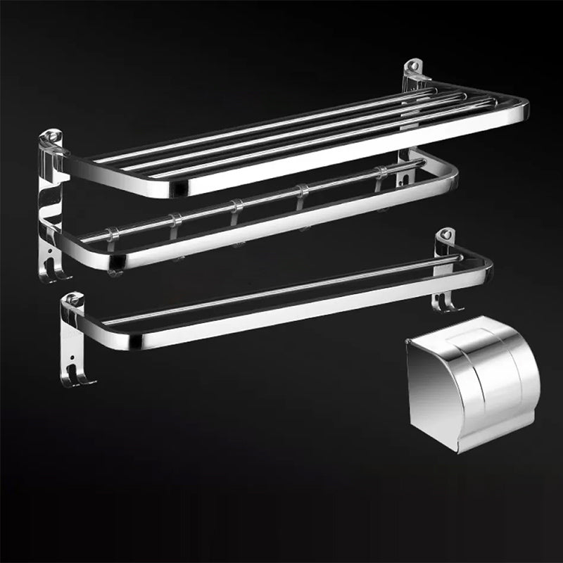 Modern Bathroom Set Stainless Steel Bath Shelf Bathroom Accessory Kit 3-Piece Set (Double Rods) Clearhalo 'Bathroom Hardware Sets' 'Bathroom Hardware' 'Bathroom Remodel & Bathroom Fixtures' 'bathroom_hardware_sets' 'Home Improvement' 'home_improvement' 'home_improvement_bathroom_hardware_sets' 6718458