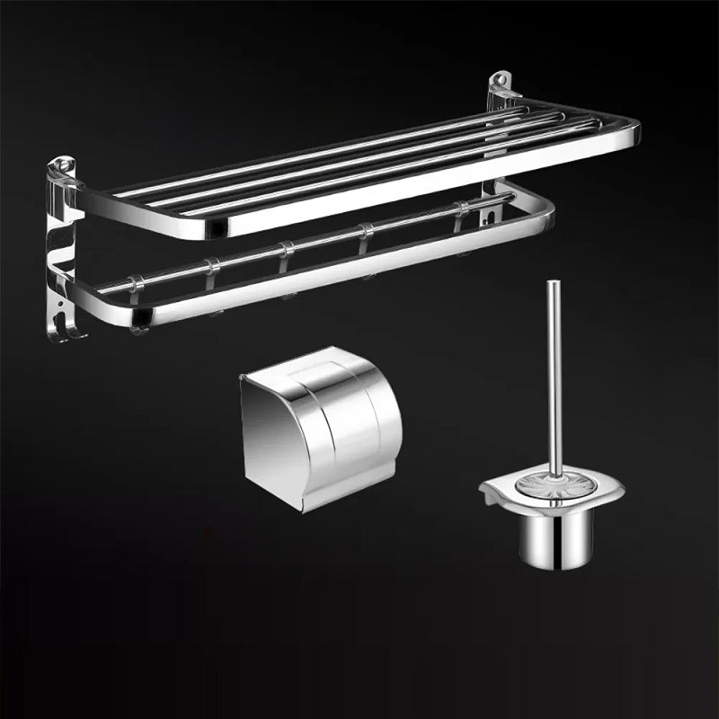 Modern Bathroom Set Stainless Steel Bath Shelf Bathroom Accessory Kit 3-Piece Set (Toilet Brush) Clearhalo 'Bathroom Hardware Sets' 'Bathroom Hardware' 'Bathroom Remodel & Bathroom Fixtures' 'bathroom_hardware_sets' 'Home Improvement' 'home_improvement' 'home_improvement_bathroom_hardware_sets' 6718467