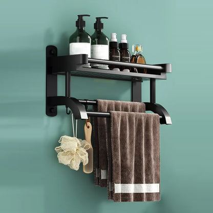 Modern Black Bathroom Accessory Stainless Steel Hardware Set Bath Shelf 15.7"L x 5.9"W x 7.1"H 1 Piece Bath Shelf Clearhalo 'Bathroom Hardware Sets' 'Bathroom Hardware' 'Bathroom Remodel & Bathroom Fixtures' 'bathroom_hardware_sets' 'Home Improvement' 'home_improvement' 'home_improvement_bathroom_hardware_sets' 6718526