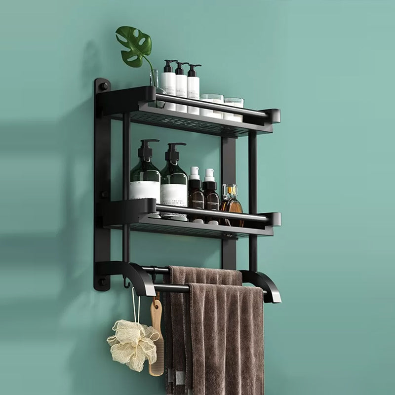 Modern Black Bathroom Accessory Stainless Steel Hardware Set Bath Shelf 16"L x 6"W x 16"H 1 Piece Bath Shelf Clearhalo 'Bathroom Hardware Sets' 'Bathroom Hardware' 'Bathroom Remodel & Bathroom Fixtures' 'bathroom_hardware_sets' 'Home Improvement' 'home_improvement' 'home_improvement_bathroom_hardware_sets' 6718533