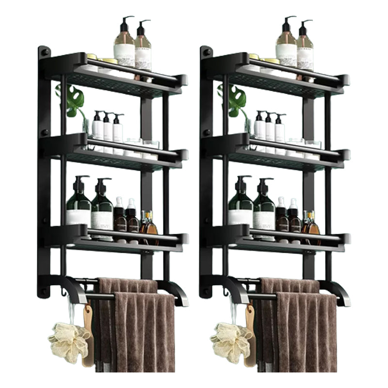 Modern Black Bathroom Accessory Stainless Steel Hardware Set Bath Shelf 16"L x 6"W x 24"H 2 Piece Set Bath Shelf Clearhalo 'Bathroom Hardware Sets' 'Bathroom Hardware' 'Bathroom Remodel & Bathroom Fixtures' 'bathroom_hardware_sets' 'Home Improvement' 'home_improvement' 'home_improvement_bathroom_hardware_sets' 6718539