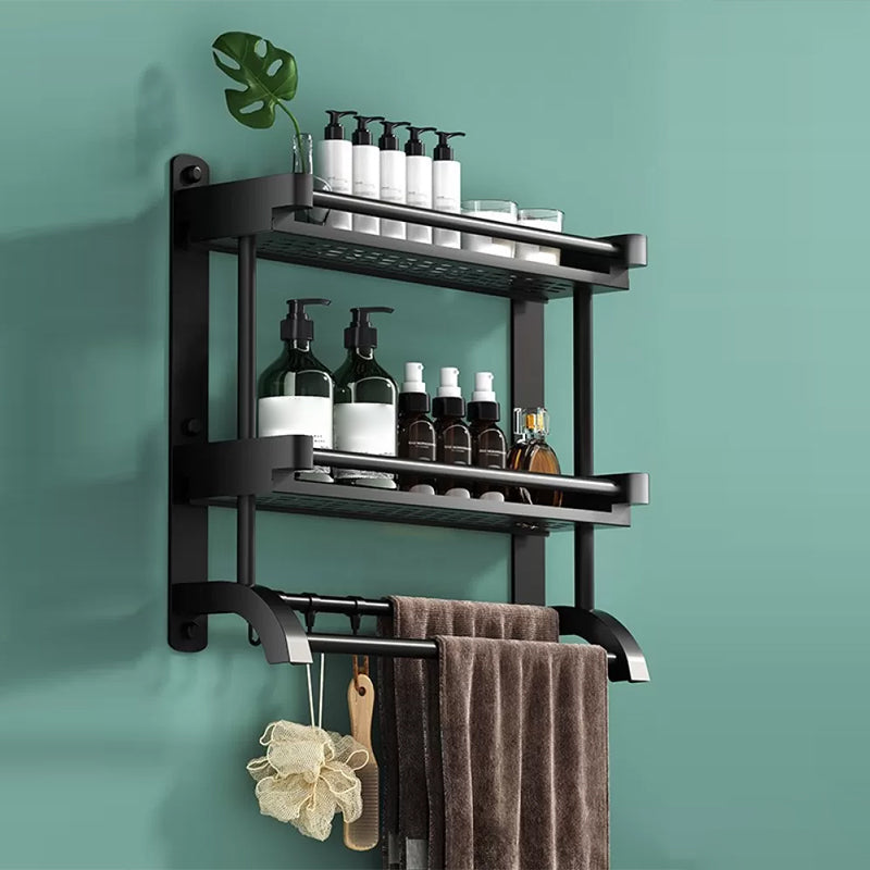 Modern Black Bathroom Accessory Stainless Steel Hardware Set Bath Shelf 20"L x 6"W x 16"H 1 Piece Bath Shelf Clearhalo 'Bathroom Hardware Sets' 'Bathroom Hardware' 'Bathroom Remodel & Bathroom Fixtures' 'bathroom_hardware_sets' 'Home Improvement' 'home_improvement' 'home_improvement_bathroom_hardware_sets' 6718540