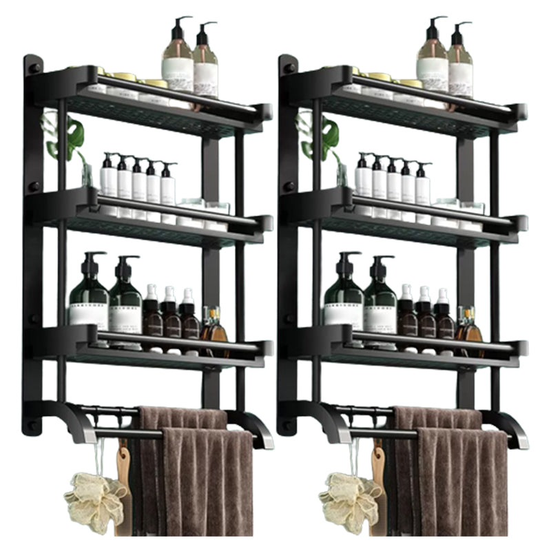 Modern Black Bathroom Accessory Stainless Steel Hardware Set Bath Shelf 20"L x 6"W x 24"H 2 Piece Set Bath Shelf Clearhalo 'Bathroom Hardware Sets' 'Bathroom Hardware' 'Bathroom Remodel & Bathroom Fixtures' 'bathroom_hardware_sets' 'Home Improvement' 'home_improvement' 'home_improvement_bathroom_hardware_sets' 6718543