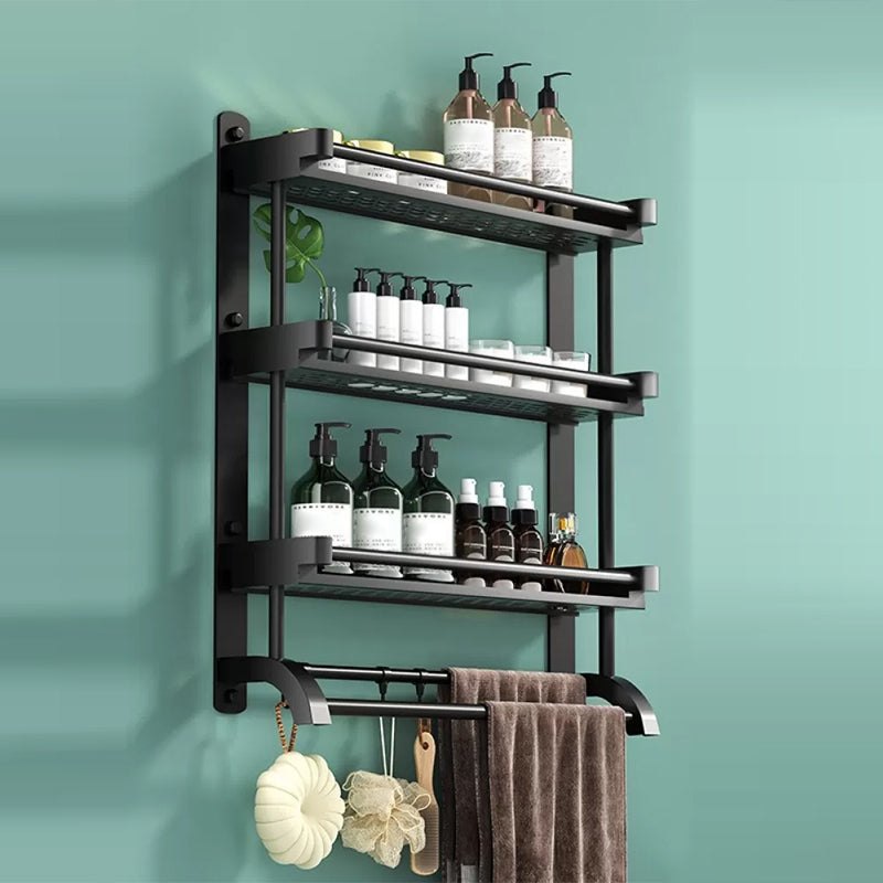 Modern Black Bathroom Accessory Stainless Steel Hardware Set Bath Shelf 24"L x 6"W x 24"H 1 Piece Bath Shelf Clearhalo 'Bathroom Hardware Sets' 'Bathroom Hardware' 'Bathroom Remodel & Bathroom Fixtures' 'bathroom_hardware_sets' 'Home Improvement' 'home_improvement' 'home_improvement_bathroom_hardware_sets' 6718548