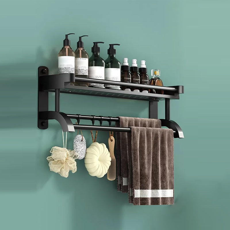 Modern Black Bathroom Accessory Stainless Steel Hardware Set Bath Shelf 28"L x 6"W x 7"H 1 Piece Bath Shelf Clearhalo 'Bathroom Hardware Sets' 'Bathroom Hardware' 'Bathroom Remodel & Bathroom Fixtures' 'bathroom_hardware_sets' 'Home Improvement' 'home_improvement' 'home_improvement_bathroom_hardware_sets' 6718550