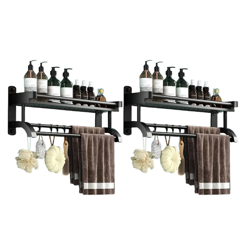 Modern Black Bathroom Accessory Stainless Steel Hardware Set Bath Shelf 28"L x 6"W x 7"H 2 Piece Set Bath Shelf Clearhalo 'Bathroom Hardware Sets' 'Bathroom Hardware' 'Bathroom Remodel & Bathroom Fixtures' 'bathroom_hardware_sets' 'Home Improvement' 'home_improvement' 'home_improvement_bathroom_hardware_sets' 6718551