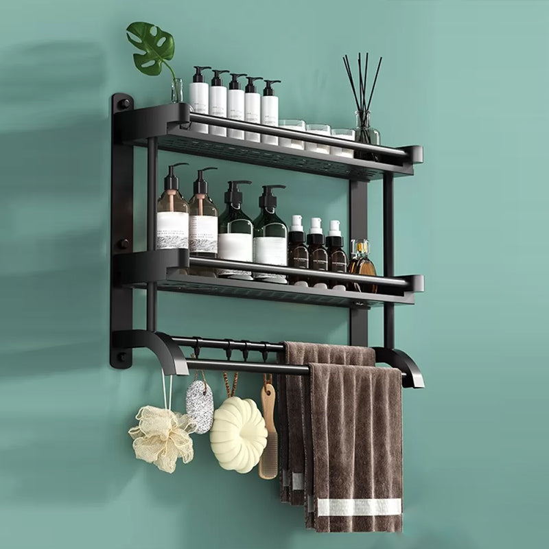 Modern Black Bathroom Accessory Stainless Steel Hardware Set Bath Shelf 28"L x 6"W x 16"H 1 Piece Bath Shelf Clearhalo 'Bathroom Hardware Sets' 'Bathroom Hardware' 'Bathroom Remodel & Bathroom Fixtures' 'bathroom_hardware_sets' 'Home Improvement' 'home_improvement' 'home_improvement_bathroom_hardware_sets' 6718552