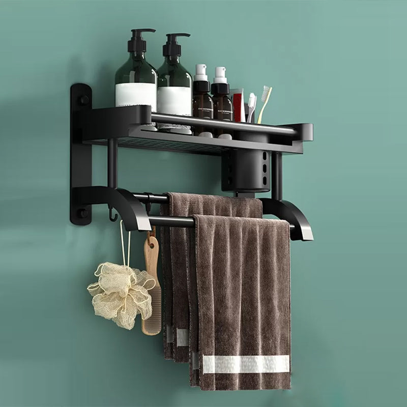 Modern Black Bathroom Accessory Stainless Steel Hardware Set Bath Shelf 15.7"L x 5.9"W x 7.1"H 1 Piece Single Cup Bath Shelf Clearhalo 'Bathroom Hardware Sets' 'Bathroom Hardware' 'Bathroom Remodel & Bathroom Fixtures' 'bathroom_hardware_sets' 'Home Improvement' 'home_improvement' 'home_improvement_bathroom_hardware_sets' 6718556