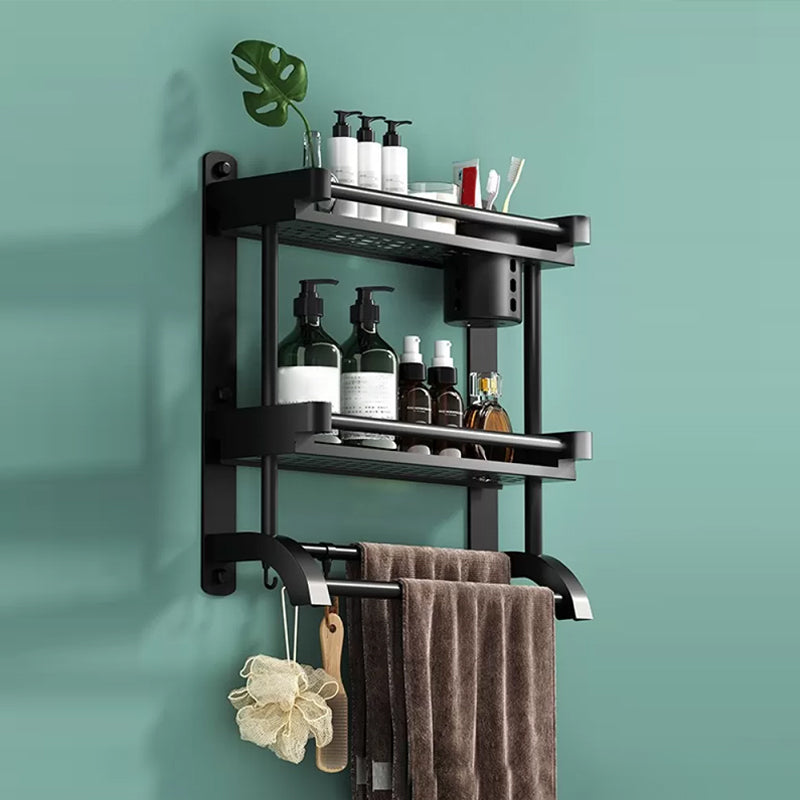 Modern Black Bathroom Accessory Stainless Steel Hardware Set Bath Shelf 16"L x 6"W x 16"H 1 Piece Single Cup Bath Shelf Clearhalo 'Bathroom Hardware Sets' 'Bathroom Hardware' 'Bathroom Remodel & Bathroom Fixtures' 'bathroom_hardware_sets' 'Home Improvement' 'home_improvement' 'home_improvement_bathroom_hardware_sets' 6718560