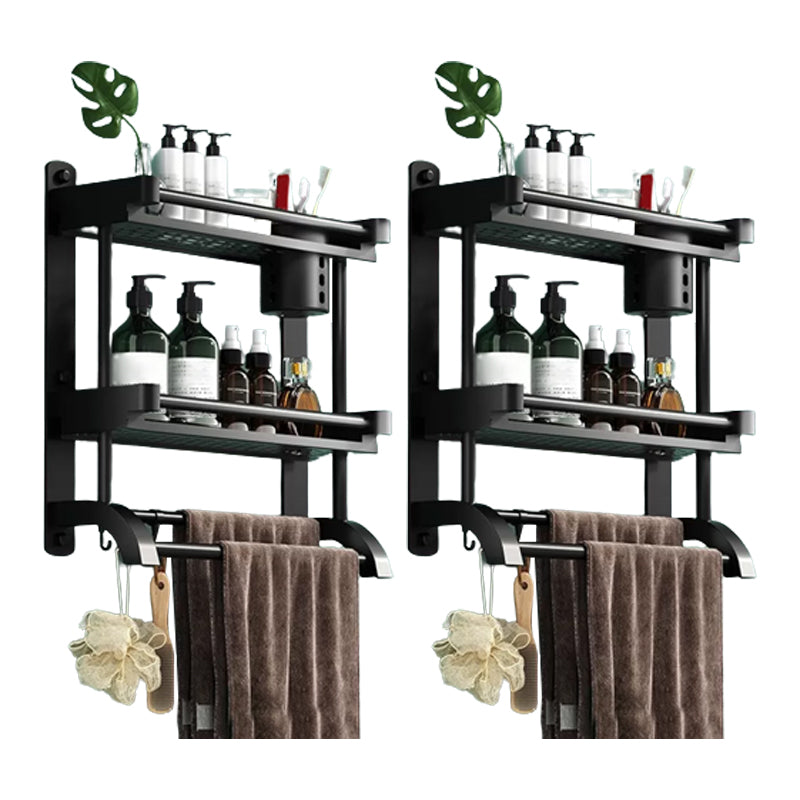 Modern Black Bathroom Accessory Stainless Steel Hardware Set Bath Shelf 16"L x 6"W x 16"H 2 Piece Set Single Cup Bath Shelf Clearhalo 'Bathroom Hardware Sets' 'Bathroom Hardware' 'Bathroom Remodel & Bathroom Fixtures' 'bathroom_hardware_sets' 'Home Improvement' 'home_improvement' 'home_improvement_bathroom_hardware_sets' 6718561