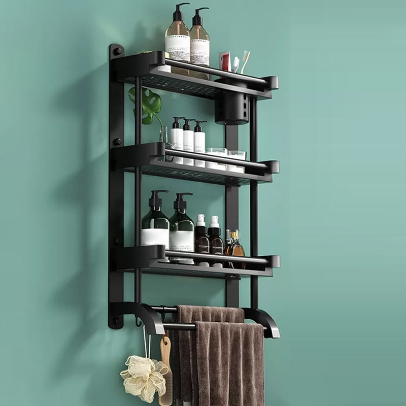 Modern Black Bathroom Accessory Stainless Steel Hardware Set Bath Shelf 16"L x 6"W x 24"H 1 Piece Single Cup Bath Shelf Clearhalo 'Bathroom Hardware Sets' 'Bathroom Hardware' 'Bathroom Remodel & Bathroom Fixtures' 'bathroom_hardware_sets' 'Home Improvement' 'home_improvement' 'home_improvement_bathroom_hardware_sets' 6718562