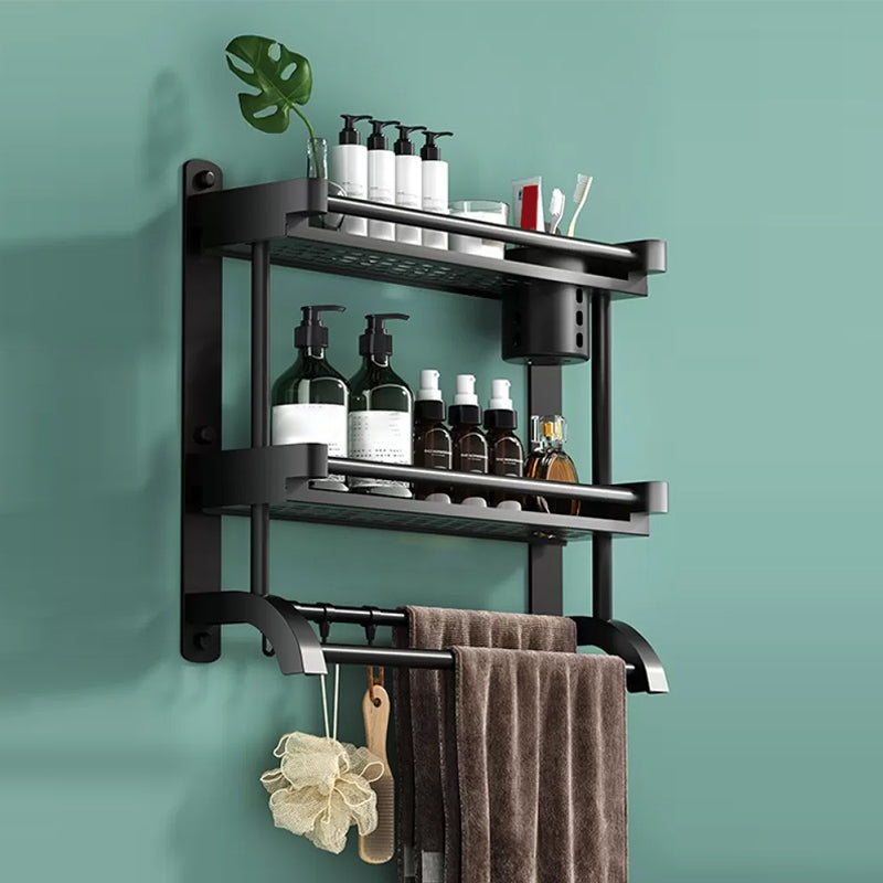 Modern Black Bathroom Accessory Stainless Steel Hardware Set Bath Shelf 20"L x 6"W x 16"H 1 Piece Single Cup Bath Shelf Clearhalo 'Bathroom Hardware Sets' 'Bathroom Hardware' 'Bathroom Remodel & Bathroom Fixtures' 'bathroom_hardware_sets' 'Home Improvement' 'home_improvement' 'home_improvement_bathroom_hardware_sets' 6718564