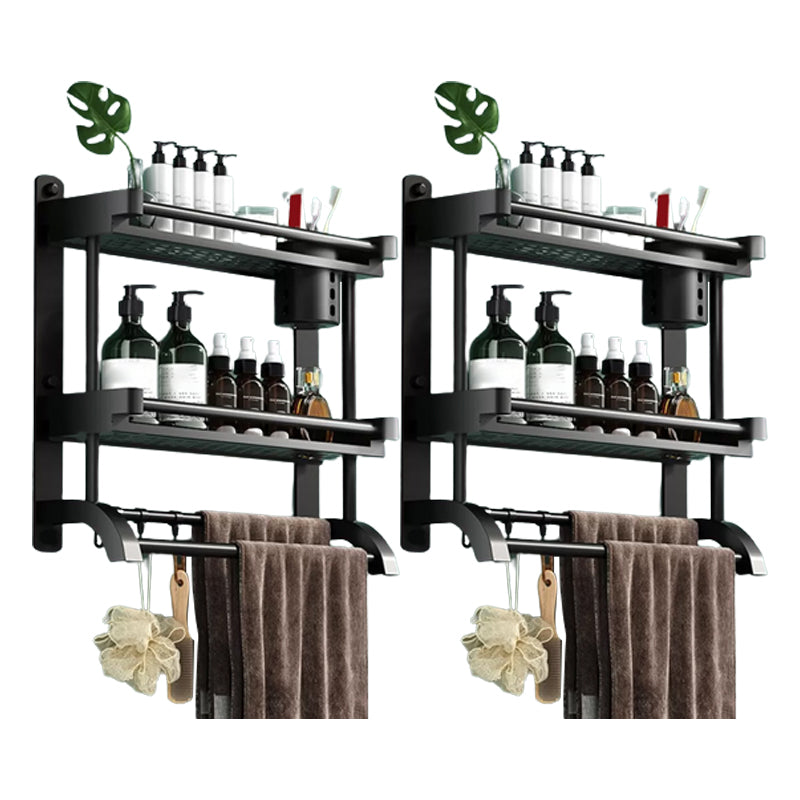 Modern Black Bathroom Accessory Stainless Steel Hardware Set Bath Shelf 20"L x 6"W x 16"H 2 Piece Set Single Cup Bath Shelf Clearhalo 'Bathroom Hardware Sets' 'Bathroom Hardware' 'Bathroom Remodel & Bathroom Fixtures' 'bathroom_hardware_sets' 'Home Improvement' 'home_improvement' 'home_improvement_bathroom_hardware_sets' 6718565