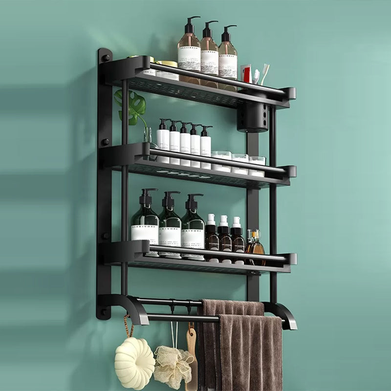 Modern Black Bathroom Accessory Stainless Steel Hardware Set Bath Shelf 24"L x 6"W x 24"H 1 Piece Single Cup Bath Shelf Clearhalo 'Bathroom Hardware Sets' 'Bathroom Hardware' 'Bathroom Remodel & Bathroom Fixtures' 'bathroom_hardware_sets' 'Home Improvement' 'home_improvement' 'home_improvement_bathroom_hardware_sets' 6718572