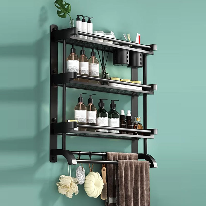 Modern Black Bathroom Accessory Stainless Steel Hardware Set Bath Shelf 28"L x 6"W x 24"H 1 Piece Double Cups Bath Shelf Clearhalo 'Bathroom Hardware Sets' 'Bathroom Hardware' 'Bathroom Remodel & Bathroom Fixtures' 'bathroom_hardware_sets' 'Home Improvement' 'home_improvement' 'home_improvement_bathroom_hardware_sets' 6718578