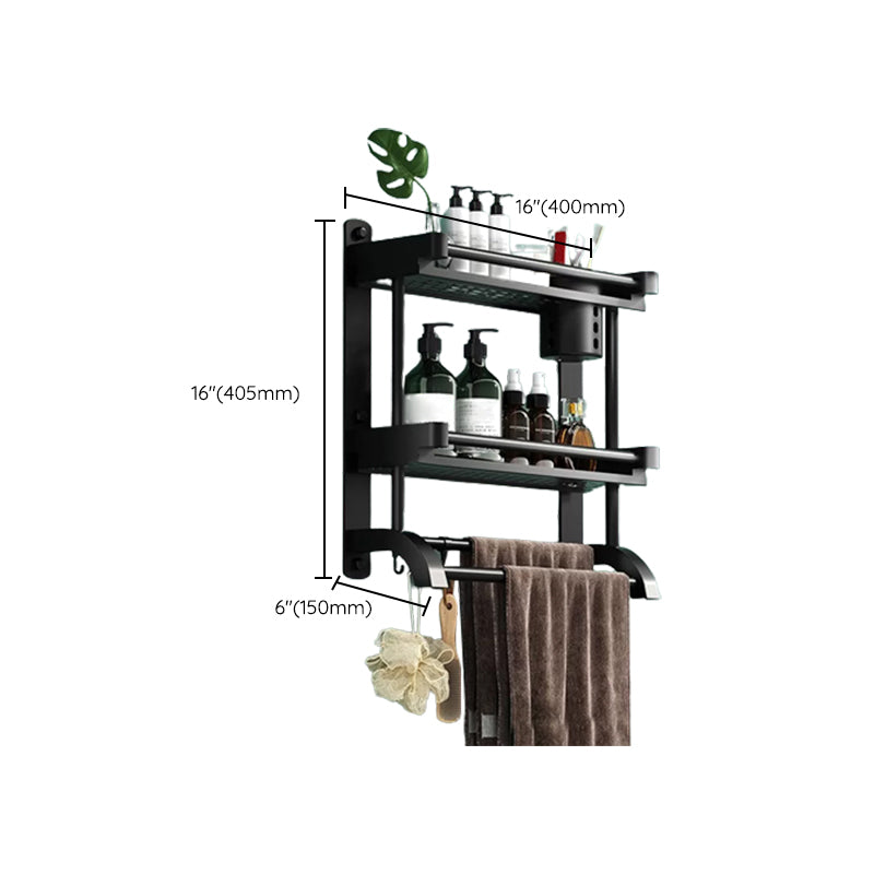 Modern Black Bathroom Accessory Stainless Steel Hardware Set Bath Shelf Clearhalo 'Bathroom Hardware Sets' 'Bathroom Hardware' 'Bathroom Remodel & Bathroom Fixtures' 'bathroom_hardware_sets' 'Home Improvement' 'home_improvement' 'home_improvement_bathroom_hardware_sets' 6718593