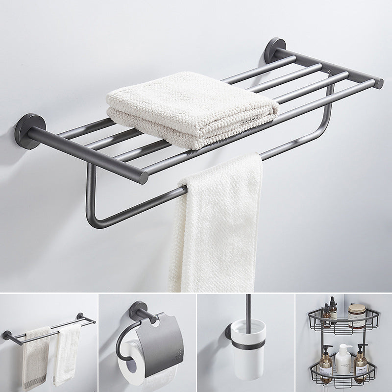 Traditional Gray Brass Bath Hardware Set Towel Bar Bathroom Hardware Set Clearhalo 'Bathroom Hardware Sets' 'Bathroom Hardware' 'Bathroom Remodel & Bathroom Fixtures' 'bathroom_hardware_sets' 'Home Improvement' 'home_improvement' 'home_improvement_bathroom_hardware_sets' 6718607