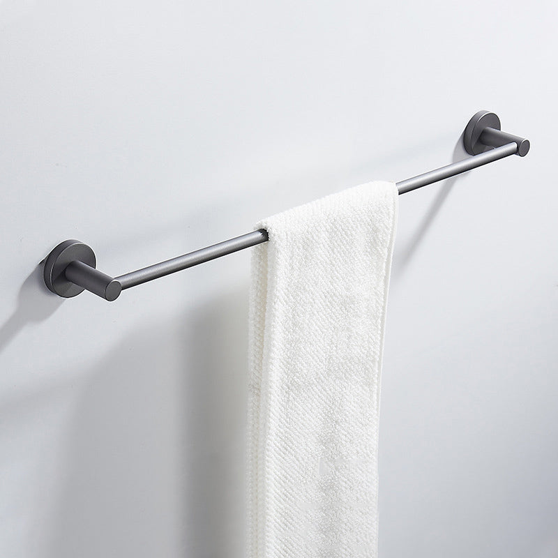 Traditional Gray Brass Bath Hardware Set Towel Bar Bathroom Hardware Set Towel Bar (Single Rod) Clearhalo 'Bathroom Hardware Sets' 'Bathroom Hardware' 'Bathroom Remodel & Bathroom Fixtures' 'bathroom_hardware_sets' 'Home Improvement' 'home_improvement' 'home_improvement_bathroom_hardware_sets' 6718610