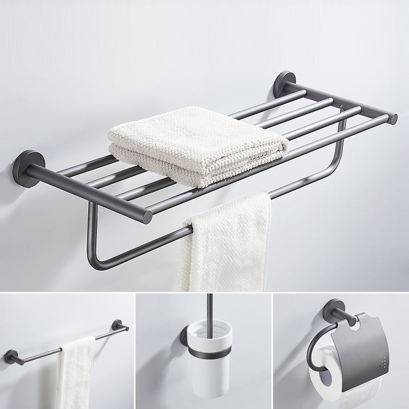 Traditional Gray Brass Bath Hardware Set Towel Bar Bathroom Hardware Set 4-Piece Set(Single Rod) Clearhalo 'Bathroom Hardware Sets' 'Bathroom Hardware' 'Bathroom Remodel & Bathroom Fixtures' 'bathroom_hardware_sets' 'Home Improvement' 'home_improvement' 'home_improvement_bathroom_hardware_sets' 6718615