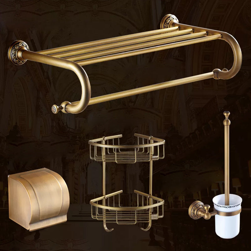 Traditional Brass Bathroom Accessory Set Brushed Bronze Bathroom Set Curved Bar 4-Piece Set (Double Bathroom Tripod) Clearhalo 'Bathroom Hardware Sets' 'Bathroom Hardware' 'Bathroom Remodel & Bathroom Fixtures' 'bathroom_hardware_sets' 'Home Improvement' 'home_improvement' 'home_improvement_bathroom_hardware_sets' 6719594