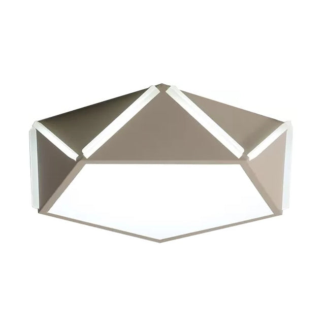 Cafe Pentagon Diamond Ceiling Mount Light Acrylic Macaron Style LED Ceiling Lamp Grey White Clearhalo 'Ceiling Lights' 'Close To Ceiling Lights' 'Close to ceiling' 'Flush mount' Lighting' 67216