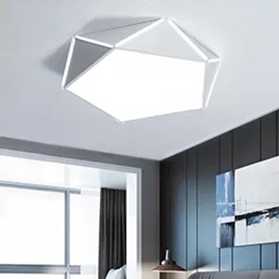 Cafe Pentagon Diamond Ceiling Mount Light Acrylic Macaron Style LED Ceiling Lamp White Clearhalo 'Ceiling Lights' 'Close To Ceiling Lights' 'Close to ceiling' 'Flush mount' Lighting' 67221