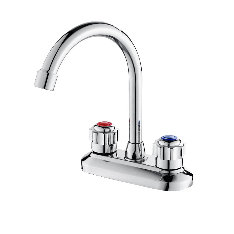 2-handles Brass Bathroom Faucet Modern High-arc Center Faucet Clearhalo 'Bathroom Remodel & Bathroom Fixtures' 'Bathroom Sink Faucets' 'Bathroom Sinks & Faucet Components' 'bathroom_sink_faucets' 'Home Improvement' 'home_improvement' 'home_improvement_bathroom_sink_faucets' 6727069