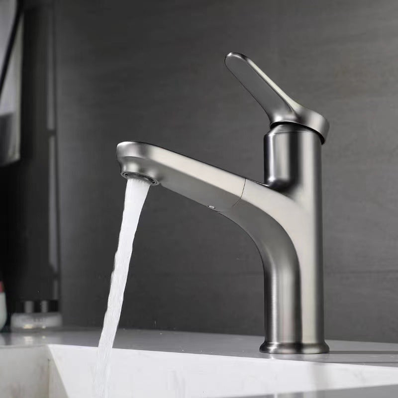 Modern Vessel Faucet Brass Lever Handle Swivel Spout Bathroom Vessel Faucet Silver Clearhalo 'Bathroom Remodel & Bathroom Fixtures' 'Bathroom Sink Faucets' 'Bathroom Sinks & Faucet Components' 'bathroom_sink_faucets' 'Home Improvement' 'home_improvement' 'home_improvement_bathroom_sink_faucets' 6727099