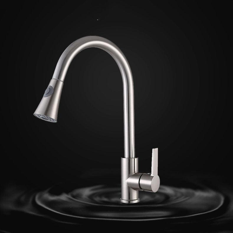 Modern Pull Down Single Handle Kitchen Faucet 1-Hold Water Faucet Clearhalo 'Home Improvement' 'home_improvement' 'home_improvement_kitchen_faucets' 'Kitchen Faucets' 'Kitchen Remodel & Kitchen Fixtures' 'Kitchen Sinks & Faucet Components' 'kitchen_faucets' 6727164