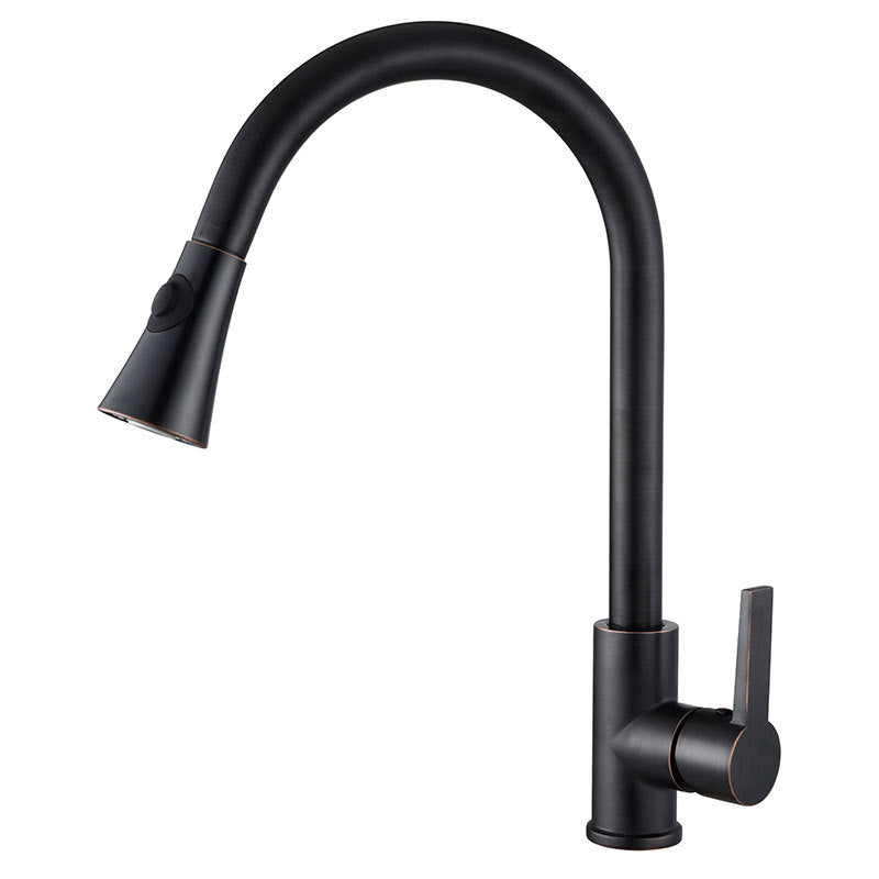 Modern Pull Down Single Handle Kitchen Faucet 1-Hold Water Faucet Black Clearhalo 'Home Improvement' 'home_improvement' 'home_improvement_kitchen_faucets' 'Kitchen Faucets' 'Kitchen Remodel & Kitchen Fixtures' 'Kitchen Sinks & Faucet Components' 'kitchen_faucets' 6727165