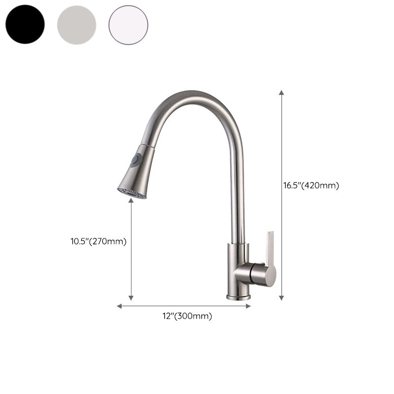 Modern Pull Down Single Handle Kitchen Faucet 1-Hold Water Faucet Clearhalo 'Home Improvement' 'home_improvement' 'home_improvement_kitchen_faucets' 'Kitchen Faucets' 'Kitchen Remodel & Kitchen Fixtures' 'Kitchen Sinks & Faucet Components' 'kitchen_faucets' 6727173