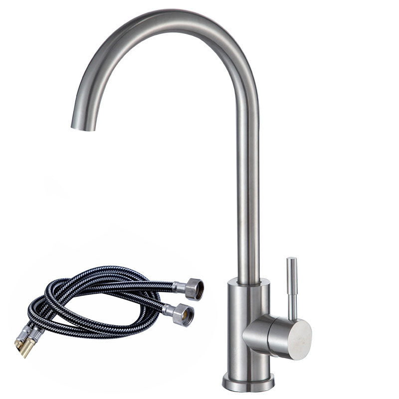 Modern 1-Handle Faucets 304 Stainless Steel with Water Dispenser Standard Kitchen Faucets Supply Lines Included Clearhalo 'Home Improvement' 'home_improvement' 'home_improvement_kitchen_faucets' 'Kitchen Faucets' 'Kitchen Remodel & Kitchen Fixtures' 'Kitchen Sinks & Faucet Components' 'kitchen_faucets' 6727238