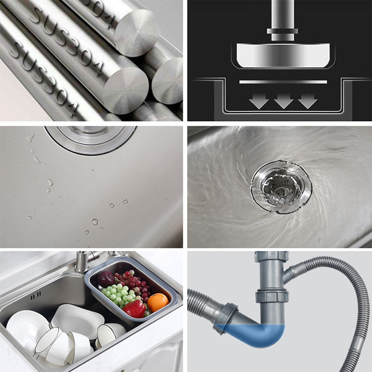 Stainless Steel Kitchen Sink Contemporary Single Bowl Kitchen Sink with Basket Strainer Clearhalo 'Home Improvement' 'home_improvement' 'home_improvement_kitchen_sinks' 'Kitchen Remodel & Kitchen Fixtures' 'Kitchen Sinks & Faucet Components' 'Kitchen Sinks' 'kitchen_sinks' 6727362