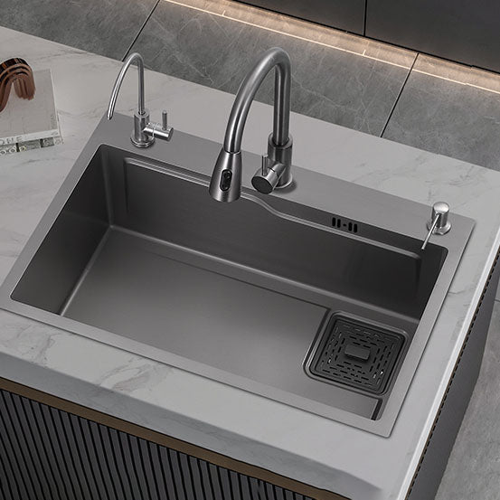 Modern Style Kitchen Sink Stainless Steel 3 Holes Drop-In Kitchen Sink Clearhalo 'Home Improvement' 'home_improvement' 'home_improvement_kitchen_sinks' 'Kitchen Remodel & Kitchen Fixtures' 'Kitchen Sinks & Faucet Components' 'Kitchen Sinks' 'kitchen_sinks' 6727381