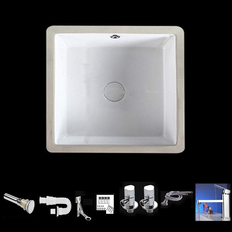 Modern Bathroom Sink Square Ceramic 1-Hole Overflow Sink with Faucet Chrome Rectangular Faucet Sink with Faucet Clearhalo 'Bathroom Remodel & Bathroom Fixtures' 'Bathroom Sinks & Faucet Components' 'Bathroom Sinks' 'bathroom_sink' 'Home Improvement' 'home_improvement' 'home_improvement_bathroom_sink' 6727548