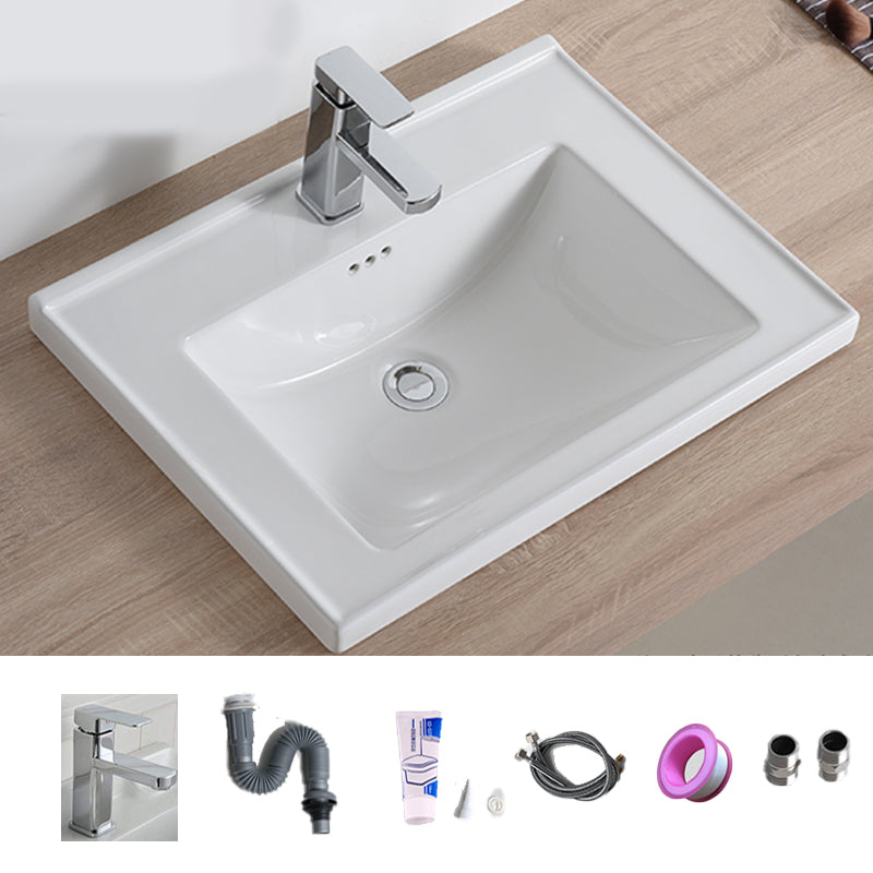 Modern Bathroom Sink Porcelain Rectangular Drop-in Bathroom Sink with Pop-Up Drain 24"L x 17"W x 5"H Sink with Faucet Clearhalo 'Bathroom Remodel & Bathroom Fixtures' 'Bathroom Sinks & Faucet Components' 'Bathroom Sinks' 'bathroom_sink' 'Home Improvement' 'home_improvement' 'home_improvement_bathroom_sink' 6727591