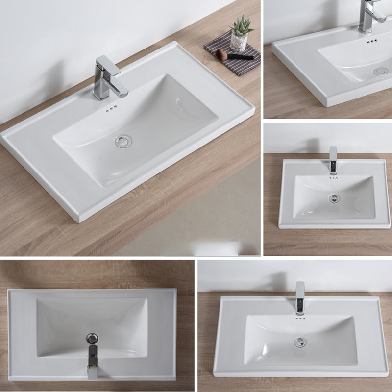 Modern Bathroom Sink Porcelain Rectangular Drop-in Bathroom Sink with Pop-Up Drain Clearhalo 'Bathroom Remodel & Bathroom Fixtures' 'Bathroom Sinks & Faucet Components' 'Bathroom Sinks' 'bathroom_sink' 'Home Improvement' 'home_improvement' 'home_improvement_bathroom_sink' 6727593