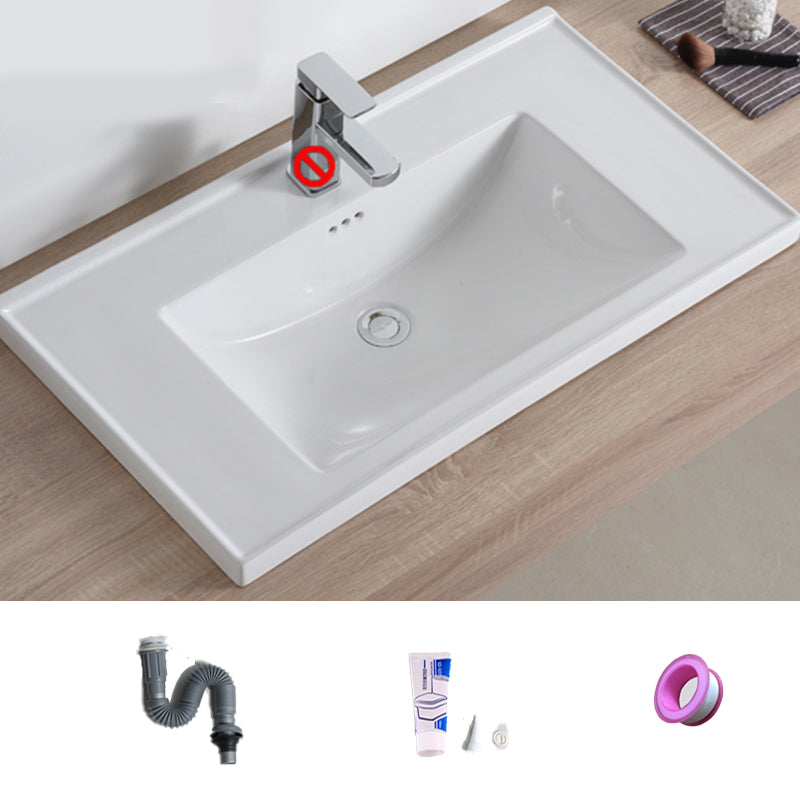 Modern Bathroom Sink Porcelain Rectangular Drop-in Bathroom Sink with Pop-Up Drain Sink Clearhalo 'Bathroom Remodel & Bathroom Fixtures' 'Bathroom Sinks & Faucet Components' 'Bathroom Sinks' 'bathroom_sink' 'Home Improvement' 'home_improvement' 'home_improvement_bathroom_sink' 6727594