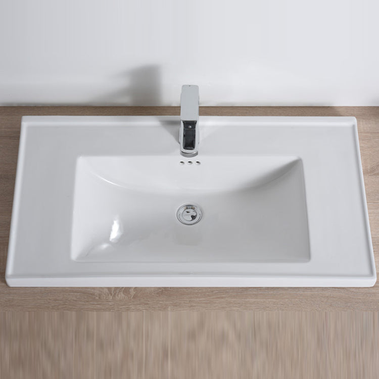 Modern Bathroom Sink Porcelain Rectangular Drop-in Bathroom Sink with Pop-Up Drain Clearhalo 'Bathroom Remodel & Bathroom Fixtures' 'Bathroom Sinks & Faucet Components' 'Bathroom Sinks' 'bathroom_sink' 'Home Improvement' 'home_improvement' 'home_improvement_bathroom_sink' 6727595