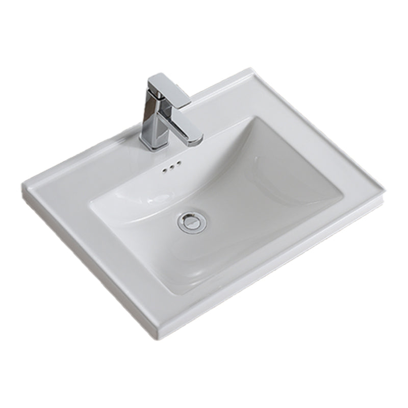 Modern Bathroom Sink Porcelain Rectangular Drop-in Bathroom Sink with Pop-Up Drain Clearhalo 'Bathroom Remodel & Bathroom Fixtures' 'Bathroom Sinks & Faucet Components' 'Bathroom Sinks' 'bathroom_sink' 'Home Improvement' 'home_improvement' 'home_improvement_bathroom_sink' 6727602