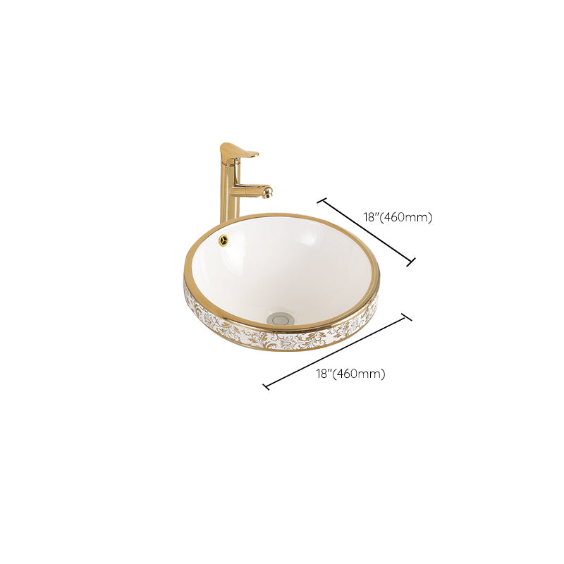 Traditional Bathroom Sink Porcelain Oval-Shape Vessel Bathroom Sink with Pop-Up Drain Clearhalo 'Bathroom Remodel & Bathroom Fixtures' 'Bathroom Sinks & Faucet Components' 'Bathroom Sinks' 'bathroom_sink' 'Home Improvement' 'home_improvement' 'home_improvement_bathroom_sink' 6727627