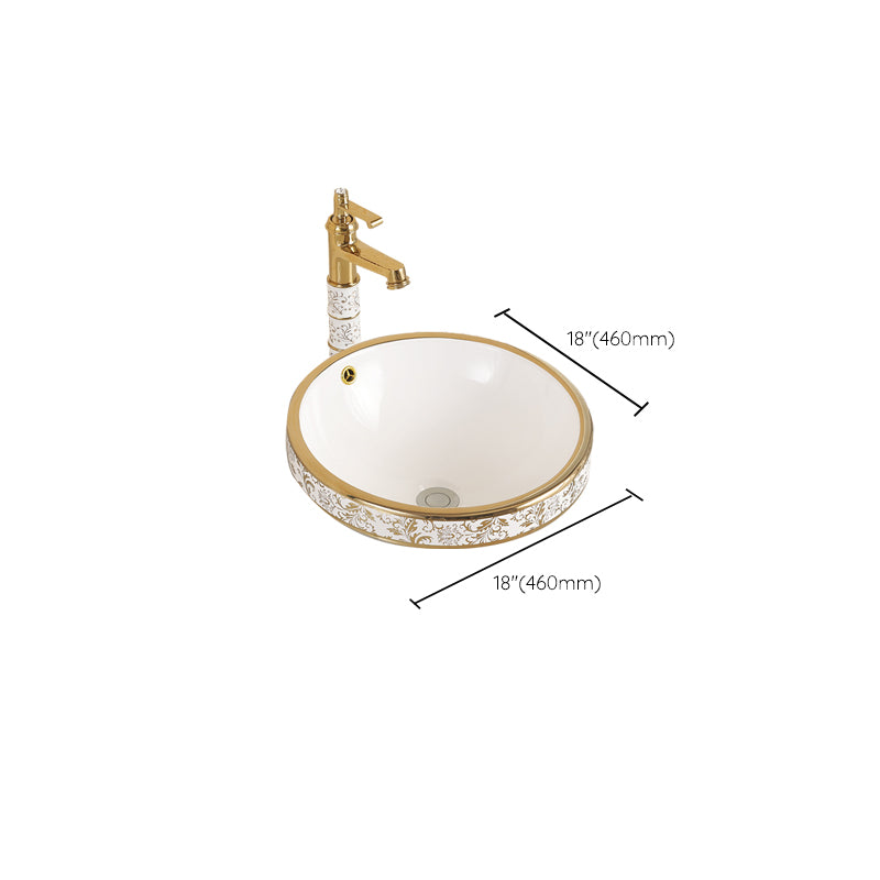 Traditional Bathroom Sink Porcelain Oval-Shape Vessel Bathroom Sink with Pop-Up Drain Clearhalo 'Bathroom Remodel & Bathroom Fixtures' 'Bathroom Sinks & Faucet Components' 'Bathroom Sinks' 'bathroom_sink' 'Home Improvement' 'home_improvement' 'home_improvement_bathroom_sink' 6727628