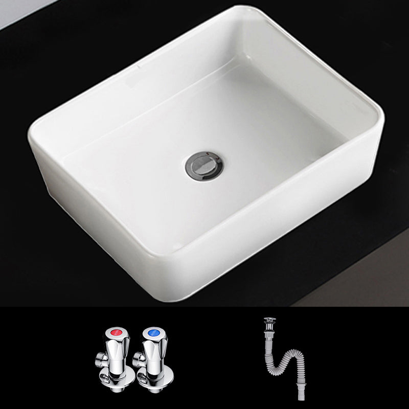 Modern Bathroom Sink Porcelain Square Vessel Lavatory Sink with Pop-Up Drain Sink with Drainage Components Clearhalo 'Bathroom Remodel & Bathroom Fixtures' 'Bathroom Sinks & Faucet Components' 'Bathroom Sinks' 'bathroom_sink' 'Home Improvement' 'home_improvement' 'home_improvement_bathroom_sink' 6727631