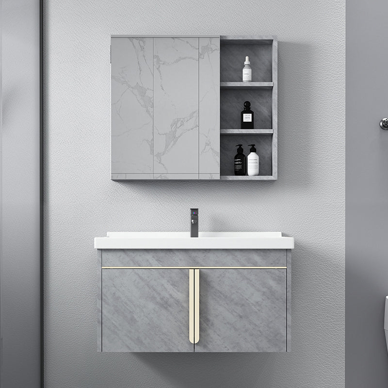 Contemporary Sink Vanity Mirror Cabinet Wall Mount Vanity Cabinet with Storage Shelving Clearhalo 'Bathroom Remodel & Bathroom Fixtures' 'Bathroom Vanities' 'bathroom_vanities' 'Home Improvement' 'home_improvement' 'home_improvement_bathroom_vanities' 6727895