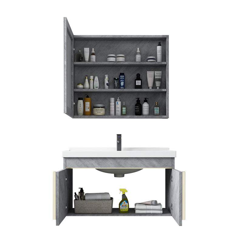 Contemporary Sink Vanity Mirror Cabinet Wall Mount Vanity Cabinet with Storage Shelving Clearhalo 'Bathroom Remodel & Bathroom Fixtures' 'Bathroom Vanities' 'bathroom_vanities' 'Home Improvement' 'home_improvement' 'home_improvement_bathroom_vanities' 6727902