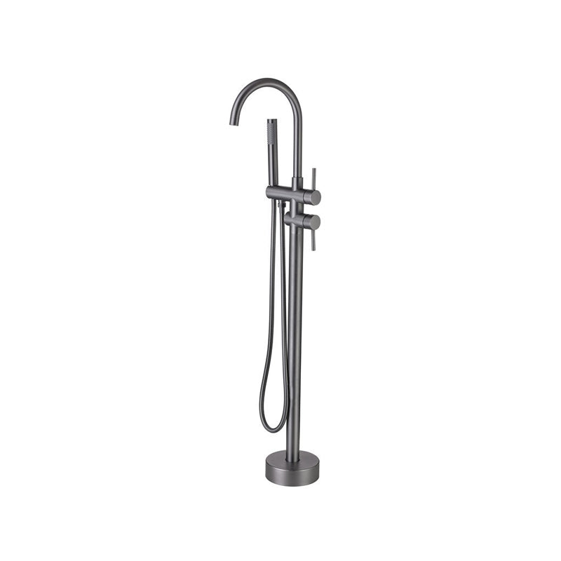 Modern Floor Mounted Metal Freestanding Tub Filler Swivel High Arc Freestanding Faucet Clearhalo 'Bathroom Remodel & Bathroom Fixtures' 'Bathtub Faucets' 'bathtub_faucets' 'Home Improvement' 'home_improvement' 'home_improvement_bathtub_faucets' 6728062