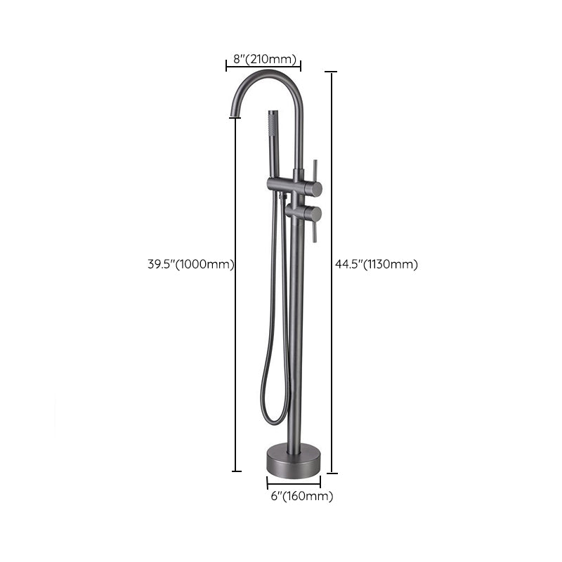 Modern Floor Mounted Metal Freestanding Tub Filler Swivel High Arc Freestanding Faucet Clearhalo 'Bathroom Remodel & Bathroom Fixtures' 'Bathtub Faucets' 'bathtub_faucets' 'Home Improvement' 'home_improvement' 'home_improvement_bathtub_faucets' 6728074