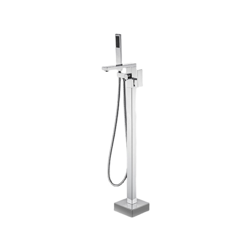 Floor Mounted Metal Freestanding Tub Filler Swivel High Arc Freestanding Faucet Clearhalo 'Bathroom Remodel & Bathroom Fixtures' 'Bathtub Faucets' 'bathtub_faucets' 'Home Improvement' 'home_improvement' 'home_improvement_bathtub_faucets' 6728111