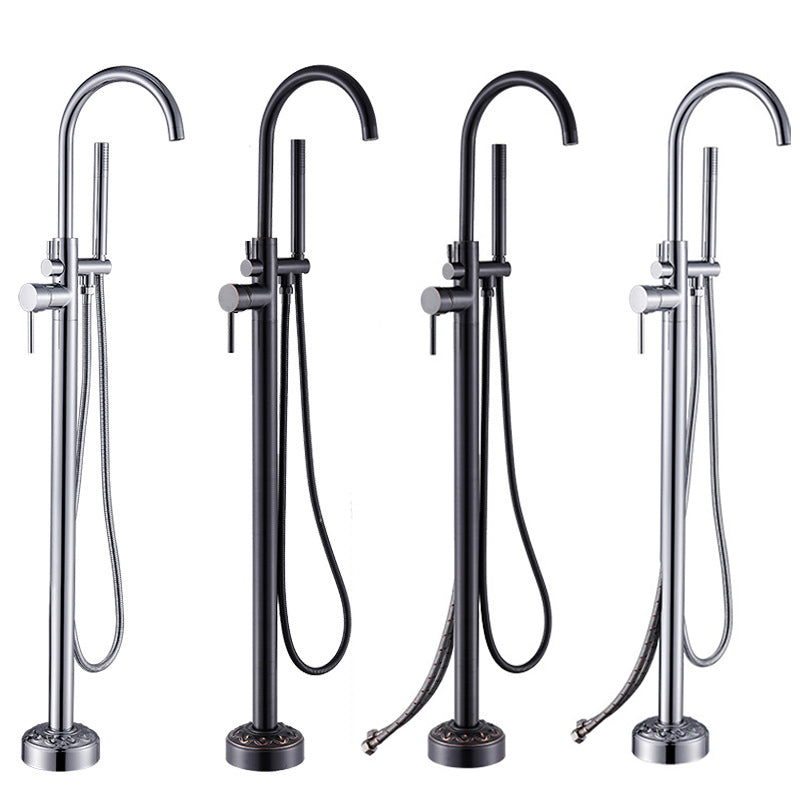 Modern Floor Mounted High Arc Freestanding Tub Filler Freestanding Copper Tub Filler Trim Clearhalo 'Bathroom Remodel & Bathroom Fixtures' 'Bathtub Faucets' 'bathtub_faucets' 'Home Improvement' 'home_improvement' 'home_improvement_bathtub_faucets' 6728130